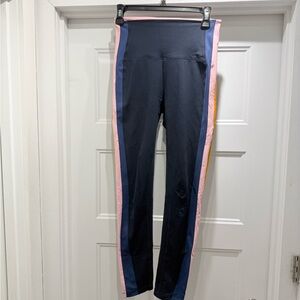 Splits59 Navy Leggings with Pink and Blue Stripes